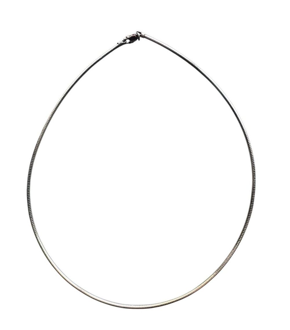Italy 925 Sterling Silver Omega Chain Choker Necklace
